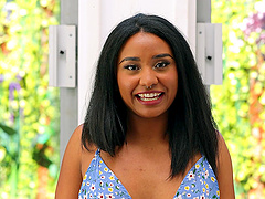 Interracial couple enjoys doggystyle in natural tits casting