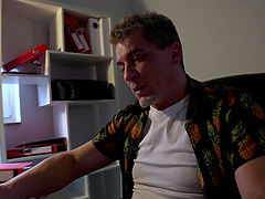 Cowgirl and sidekick take turns riding Steve Q's big cock