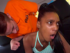 Asia Rae enjoys while riding her friend's hard cock in the car