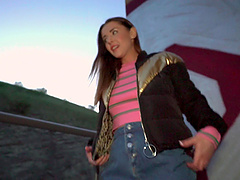 Sybil gives a sloppy blowjob before getting her brunette pussy pounded