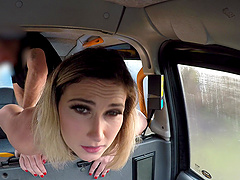 Amazing fucking in the taxi with foxy blonde chick Red August
