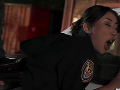 Bella Rolland takes a messy facial after sucking dick