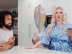 Chubby blonde Jenna Starr drops her panties to ride a hard dick