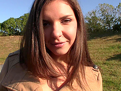 Homemade video of a brunette girlfriend sucking a hard penis