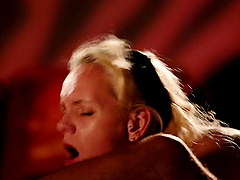 Erotic MMF threesome with stunning blonde model Anna De Ville