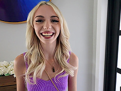 Cum in mouth for small tits blondie Cecelia Taylor after nice fucking