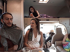 Brunette hottie takes her new stepson in the ass