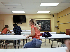 Bubble butt Emma Bugg gives head in a public place and gets fucked