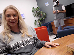 POV video of Krissy Knight giving a blowjob and getting fucked