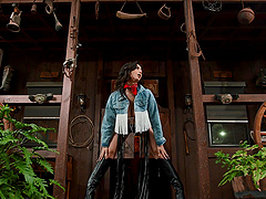 Naughty brunette Chloe Surreal drops on her knees to give a blowjob