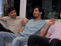 Muscular MILF Barbie enjoys while getting fucked by two dudes