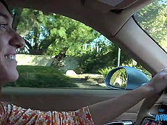 Long-haired brunette Aubry Babcock in a public pov fuck