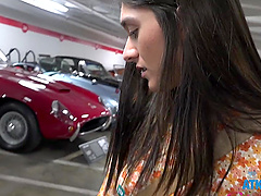 Long-haired brunette Aubry Babcock in a public pov fuck