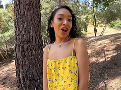 Foxy girlfriend Sarah Lace teasing in the woods and gets ass fucked