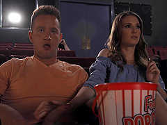 Brunette bombshell rides cowboy style in public