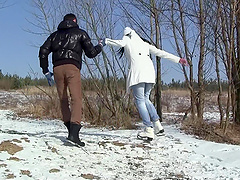 Brunette hottie Susan G takes a massive cock in her mouth