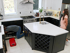 Brunette bombshell Adria Rae gives a mind-blowing blowjob