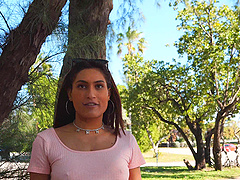 Natural tits and a nice ass on display in public