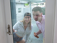 Chubby milf Brookie Blair shows off her big ass in shorts