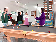 Bianca Bangs and Chloe Rose in a steamy foursome with intense cumshots