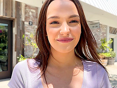 Busty Rissa May shows off her big natural tits in a pov sex scene