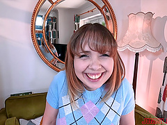 Jim Slip makes love with kinky british brunette Cherry English in pov style