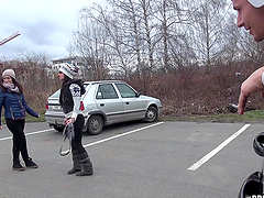 Bella Berneta gives a sloppy blowjob on the bus