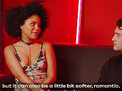 Black babe gets her pussy filled in cowgirl position