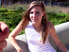 Long-haired beauty gets pounded in doggy style