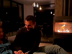 Sexy brunette Esluna Love shows off her natural tits and long hair