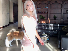 Skinny babe with long hair shows off her curves in solo session