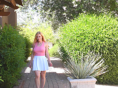 Blonde bombshell Lindsey shows off her big, natural tits in solo video