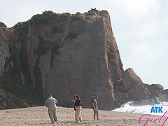Latina beauty Vanessa Moon gets naughty in the car during a sunny day at the beach