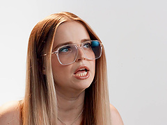 Busty babe with long hair pleasures her pussy with a vibrator