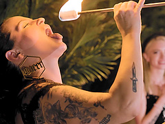 Sultry ebony Ana Foxxx reveals her natural tits and thong