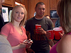 Horny girls get fucked at a house party