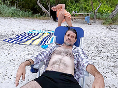 Serena Santos gives a sloppy blowjob and rides her partner in cowgirl position