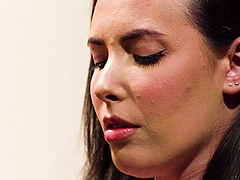 Brunette hottie Casey Calvert shows off her natural tits