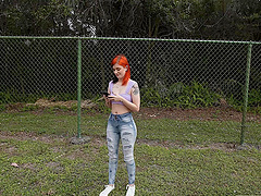 Redhead Sawyer Kelly gets her pussy pounded in missionary position