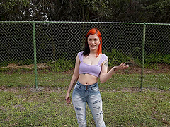 Redhead Sawyer Kelly gets her pussy pounded in missionary position