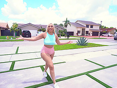 Chubby Gem Jewels gets her shaved pussy pounded by a big cock