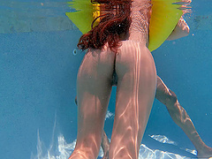 Brunette hottie takes a massive cock in her mouth and pussy