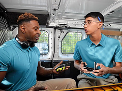 Long-haired brunette gets her pussy filled with cum during mmf sex