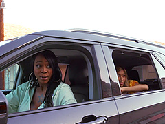 Ebony goddess shows off her tattoos in public