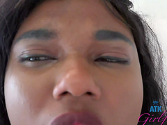 Ebony couple explores their desires in a wild pov session