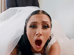 Curvy brunette Jazmin Luv gets her shaved pussy pounded hard