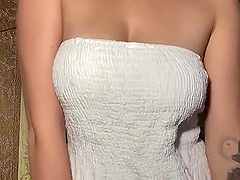 Tattooed babe shows off her big tits on webcam