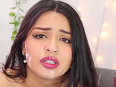 Latina couple gets kinky on webcam with handjobs and facial