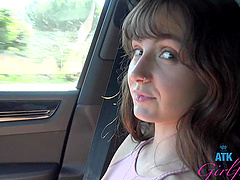 Long-haired brunette Serena Hill shows off her natural tits