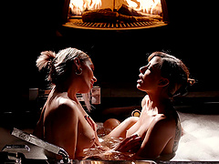 Soapy tits get licked in the bathroom by pornstar Ella Reese